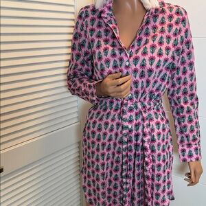 Jcrew Floral Pink and Green Button-Up Dress size XS